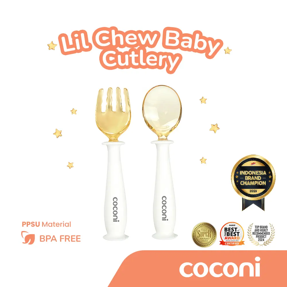 COCONI Lil Chew Baby Cultery PPSU 2pcs | Sendok Garpu Anak PPSU Dilengkapi Dengan Suction