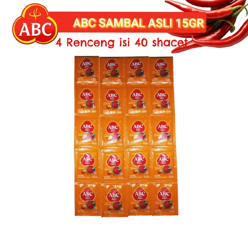 Sambal Abc Sambal Asli 15gr 4 Renteng isi 40 sachet saus(eceran1000) 1