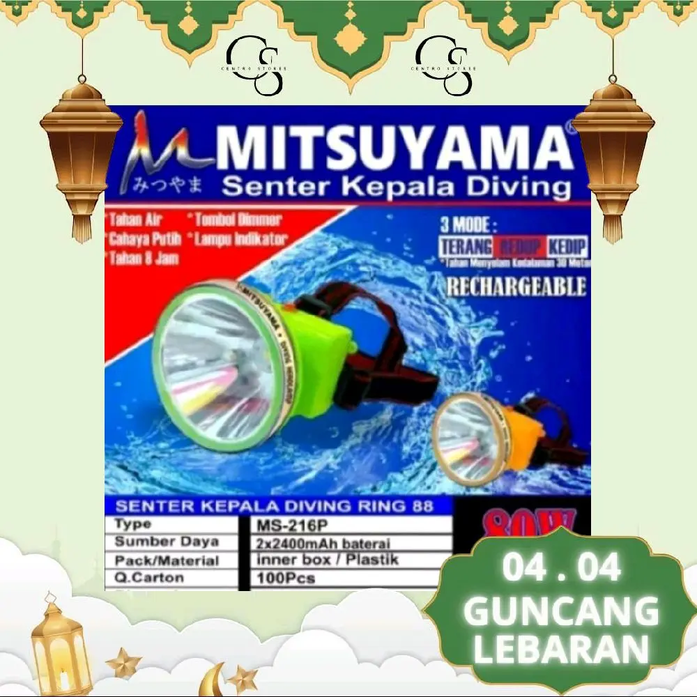 SENTER KEPALA SELAM MITSUYAMA MS-216P 80 WATT DAN 100 WATT MS-216 Plus