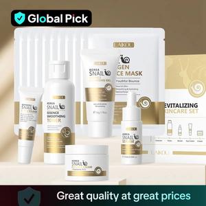 Snail Collagen Skin Care Kit, 1 Set Facial Cleanser & Toner & Serum & Eye Cream & Essence Cream & Mask, Moisturizing Skin Care Kit for Women, Brands Skincare Products