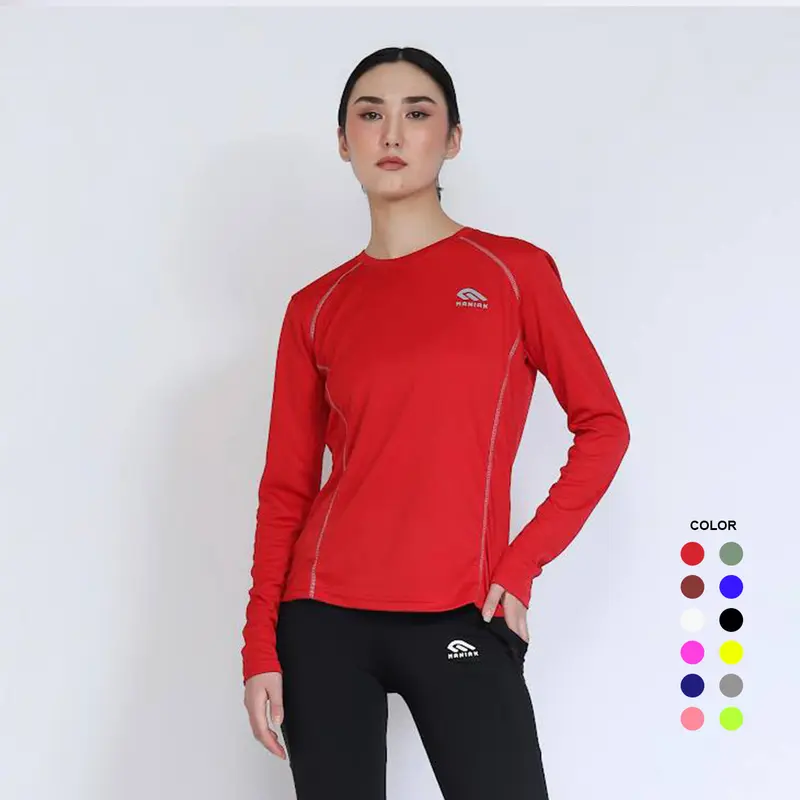 MANIAK Baju Sport Olahraga Wanita Lengan Panjang Atasan Kaos Running Lari Gym Senam Zumba Sepeda Bulutangkis (BMW 04 L/S) 0