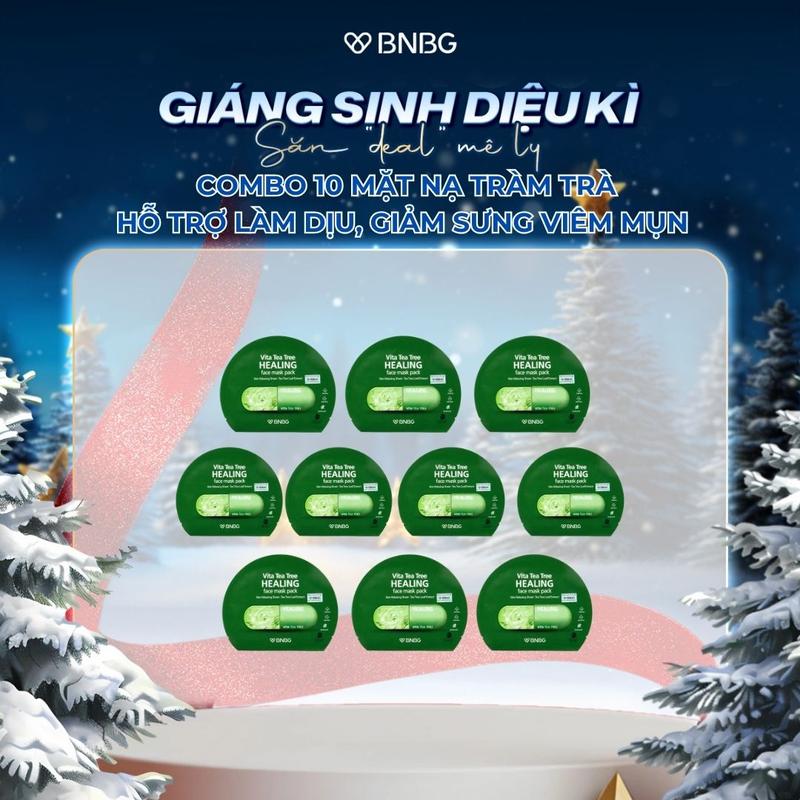   KOL.  Combo 10 Mặt Nạ BNBG Tràm Trà Hỗ Trợ Làm Dịu Giảm Sưng Viêm Mụn BNBG Vita Tea Tree Healing Face Mask Pack 30ml x 10 