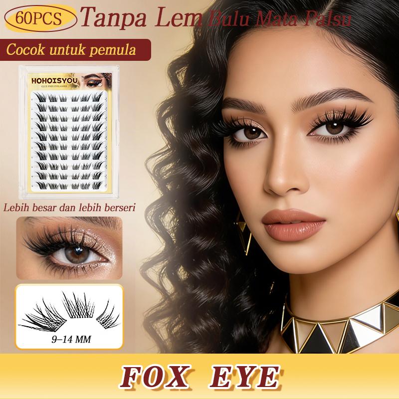 HOHOISYOU 60PCS Bulu Mata Palsu Gaya Fox Eye Tanpa Lem 9-14MM - Membuat Makeup Mata Alami dan Menawan untuk Pemula & Profesional - Peel Extension Eyelash Glam Removal - Asli, Panjang Panjang HOHOISYOU 60PCS Bulu Mata Palsu Gaya Fox Eye Tanpa Lem 9-14MM - Membuat Makeup Mata Alami dan Menawan untuk Pemula & Profesional - Peel Extension Eyelash Glam Removal - Asli, Panjang Panjang