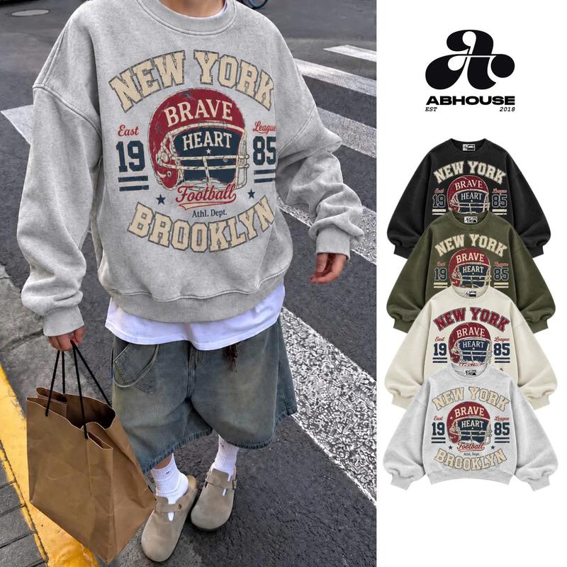 AB HOUSE - (KHÔNG XÙ LÔNG) Áo sweater nỉ bông BRAVE form rộng thời trang nam, nữ