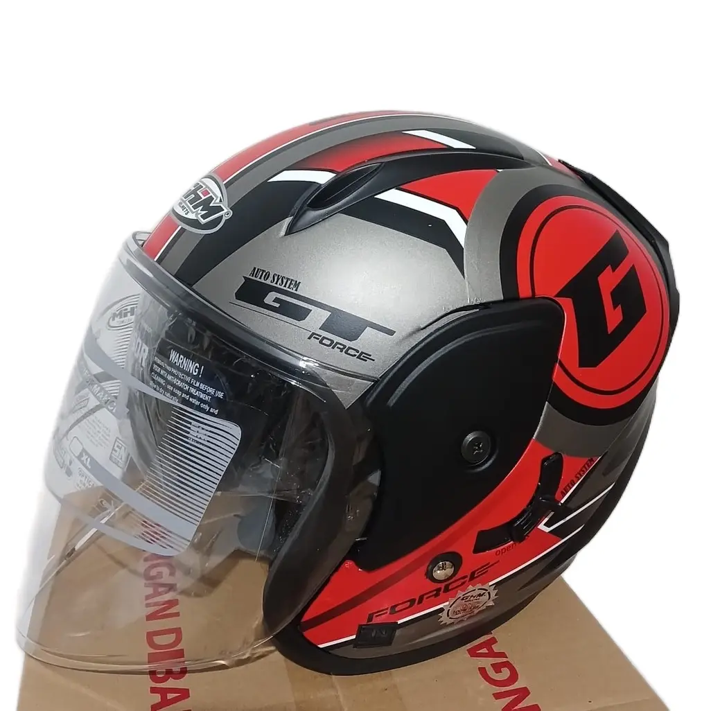 Helm GHM Gladiator Force Red Doff SNI Double Visor Termurah