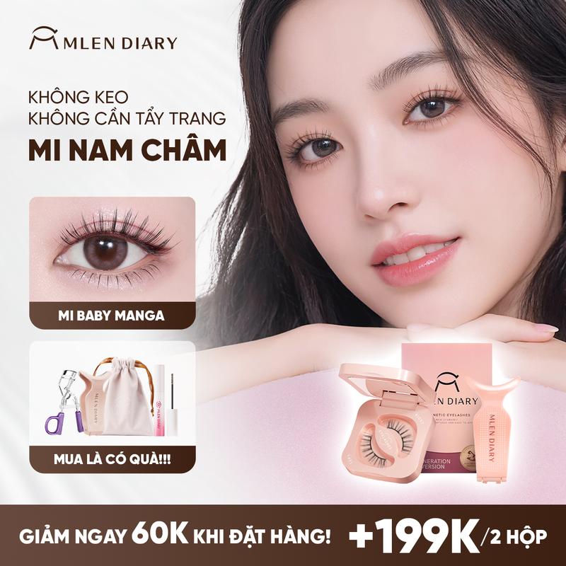 Mlen Diary - Mi Giả Nam Châm Mềm BABY MANGA Comic Eyelashes Lông Mi Giả Từ Tính An Toàn, Tái Sử Dụng, Chất Lượng Cao, Chuyên Nghiệp, Dễ Gắn, Dễ Sử Dụng, Tự Nhiên Và Nhẹ Nhàng