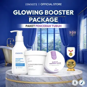 (BEST PACKAGE) ISWHITE Glowing Booster Package Body Mask Body Serum Body Scrub