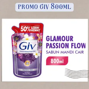Giv White Sabun Mandi Cair 800 ML Glamour Passion Flow Dengan Shea Butter & Vit E 800ml
