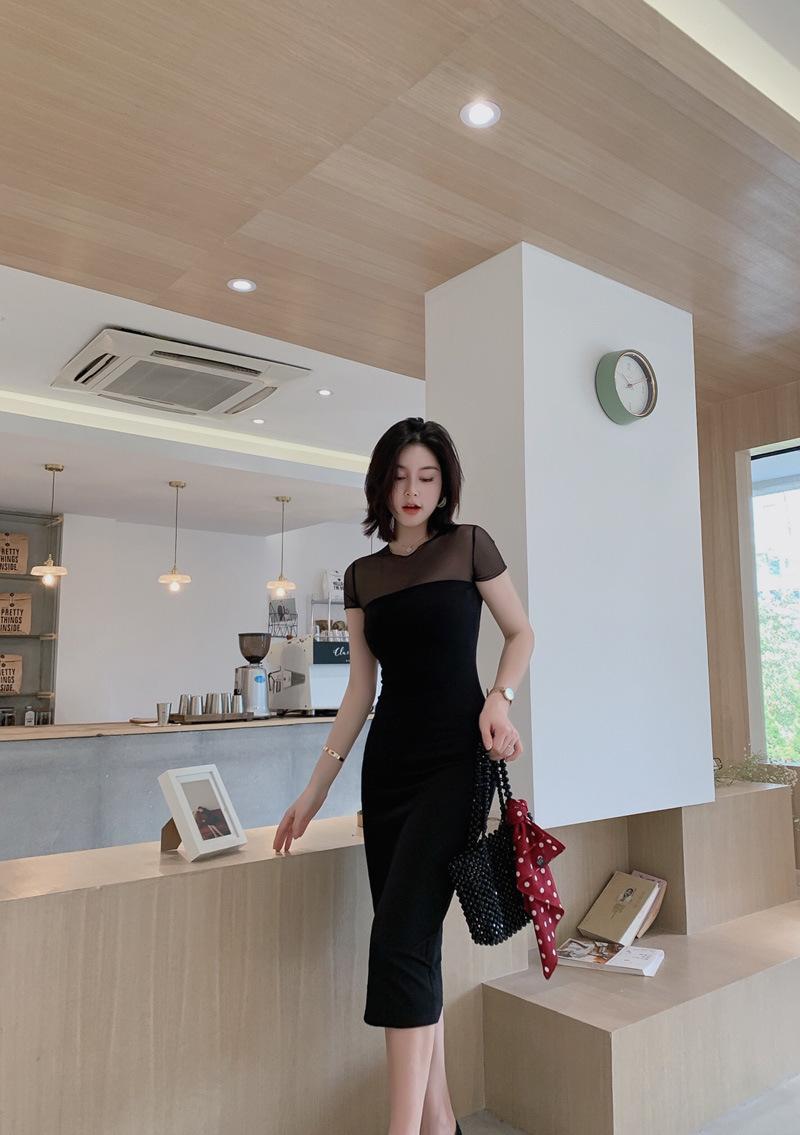 Product Introduction of Váy Cạp Cao, Phong Cách Mới, Dành Cho Nữ, Gợi Cảm, Họa Tiết Ghép Nối, Tôn Dáng, Có Cỡ S-XXL, 1736 Women Dress Màu Đen Women Dress 3