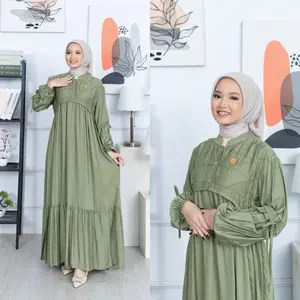 SAHIYA Dress Gamis Muslim Wanita Kain Polo Linen Variasi Cantik Kekinian Wudhu Friendly