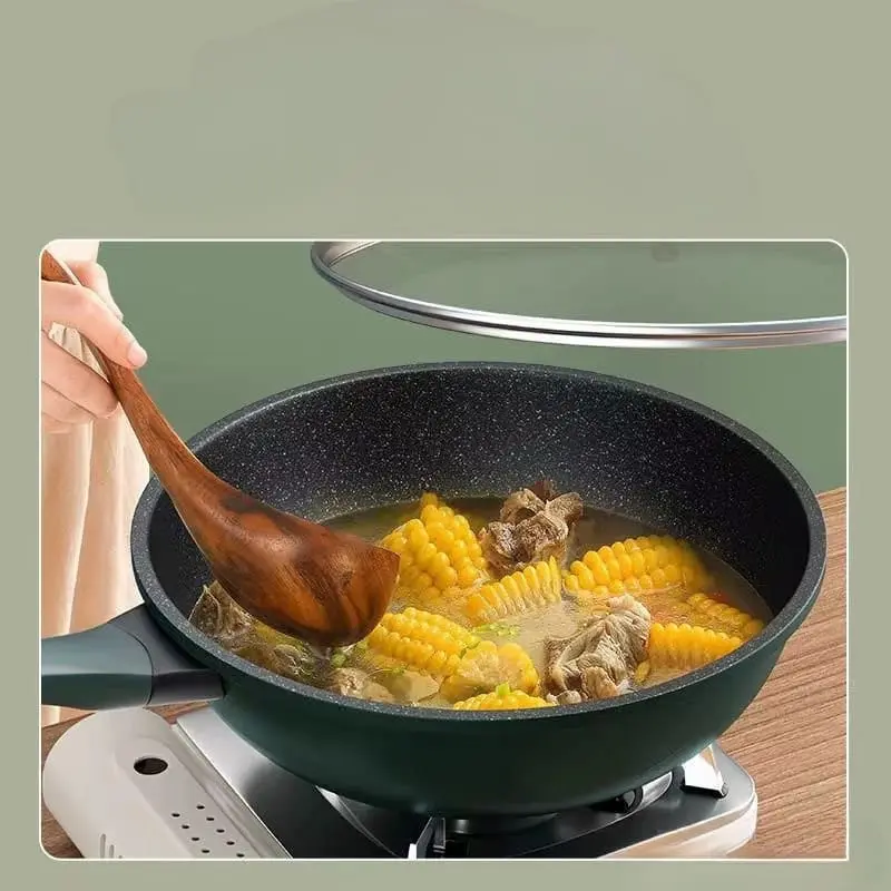 32"Household Queenn Nonstick Pot Steamer,frying pan pot with steamer tray non stick surface Cookware Kitchenware Glass Induction