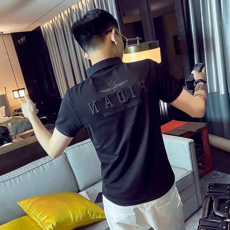Áo Polo Thêu, Áo Thun Ngắn Tay, Dành Cho Nam Giới, Phong Cách Người Nổi Tiếng Trên Internet Ins Internet, Mỏng Đẹp Trai, Thương Hiệu Thời Trang Hợp Xu hướng Áo Thun Chàng Trai Thông Minh, Có Cổ Áo 0