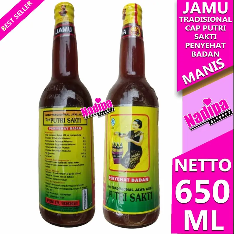 Jamu tradisional cap Putri Sakti Racik Linu/Nafsu Makan Botol kaca nadipa olshopp 1
