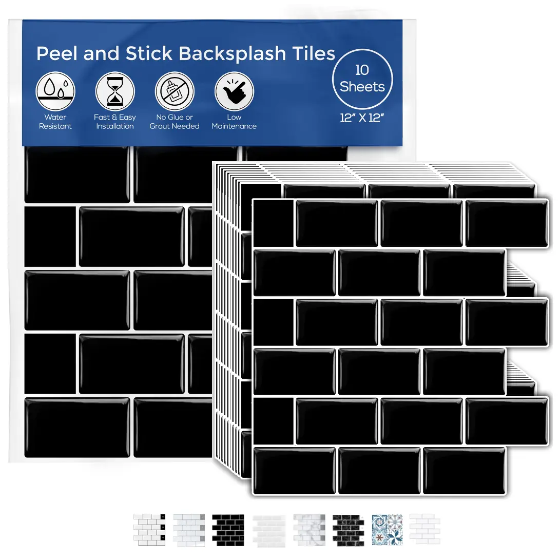 10-sheet Peel and Stick Backsplash Tile for Kitchen and Bathroom  - 12" x 12" door sticker