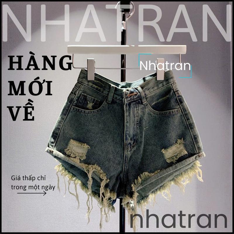PHOM RÁCH - Quần short jean nữ túi thỏ phom cạp lưng cao rách xước chất Denim Pants Women GN027