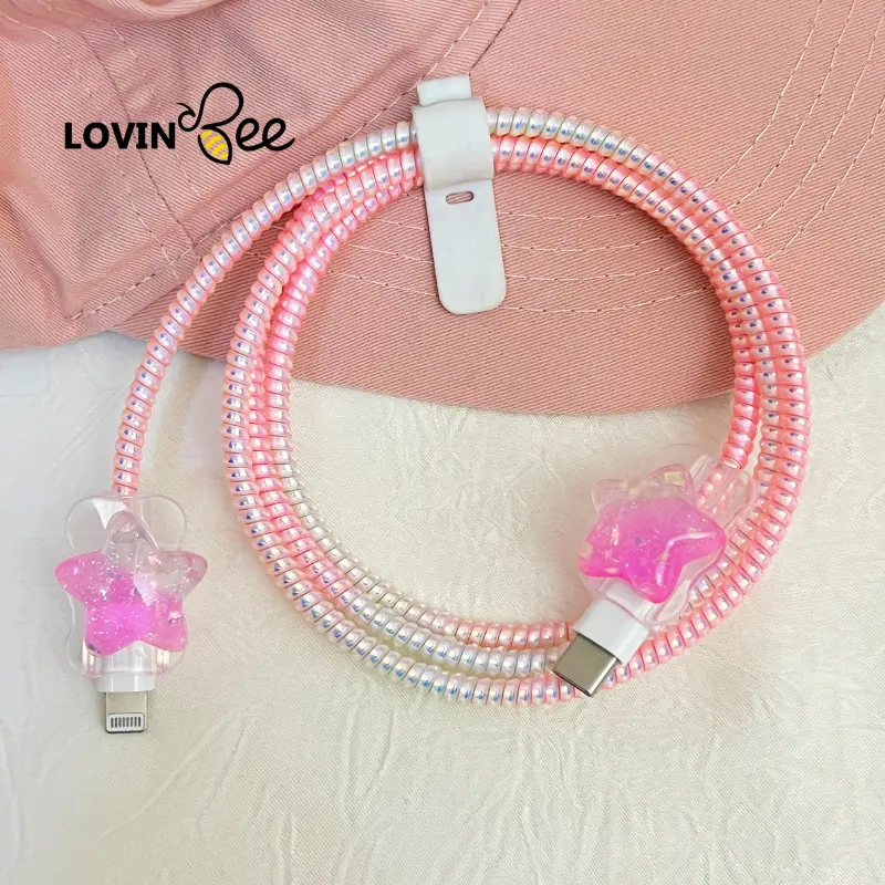 1 Set 4 Item Pelindung Kabel Charger Type C + Type C Pelindung Kabel Data Handphone 3