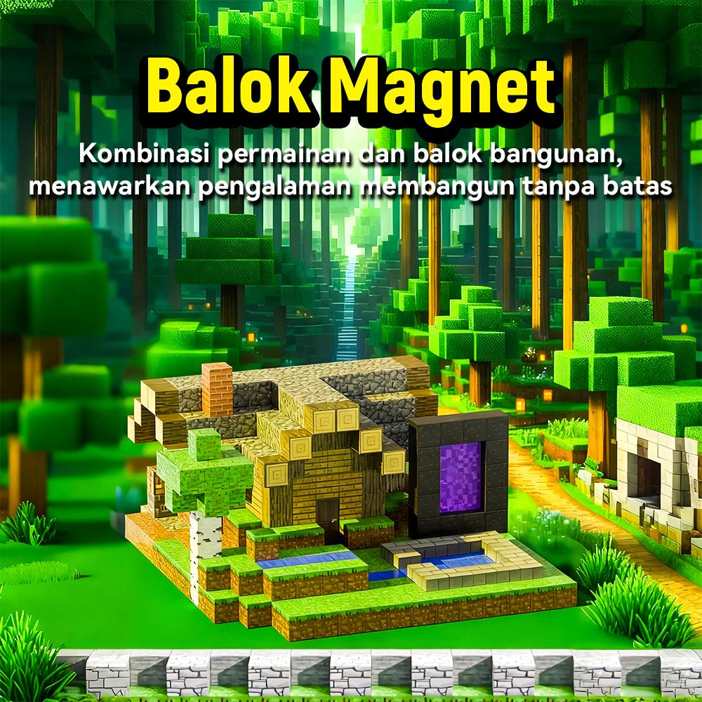 QQbaby Magnetic Block Mainan Edukasi DIY Blok Magnetik 3D Puzzle Balok Set untuk Keterampilan Motorik Halus dan Kreativitas Anak