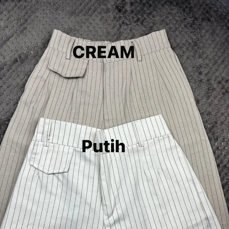 Oro Pants Stripe Bangkok Loose Pants Wanita Celana  Panjang Casual Antikusut Highwaist Korean Style Katun celanapanjang kulot Kekinian 7