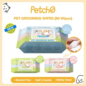 Petcho Tisu Basah Anjing Kucing Hypoallergenic 80 Lembar Bebas Alkohol Antibakteri Aroma Aloe