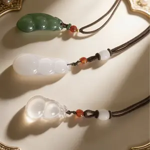 GZYS-003-pingankou-Kalung Giok Batu Alam Motif Cincin Damai | Keamanan Selalu Bersamamu- ice rink keinginan anda, kalsedon | kalung minimalis estetika timur   Umur adalah kalsedon keinginan liontin. | mudah, aman