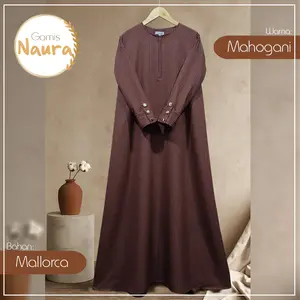 (CRS) GAMIS NAURA BAHAN MALLORCA DENGAN KANCING TANGAN CANTIK (Tanpa Hijab)