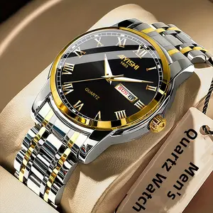 【Buy 1 Get 1 !!!】AIYISHI Jam Tangan Pria Original 1603 Anti Air 30m Tahan Bisnis Kuarsa Asli Stainless Steel Hitam Kaca Kristal Keras dengan Lapisan Film Tahan Karat Model Merek AIYISHI 1603Masa Garansi 2 Tahun