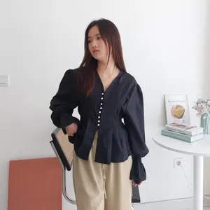 Bora Top / Blouse Wanita Korea Hijab Elegan Simple Formal Atasan / CHAE