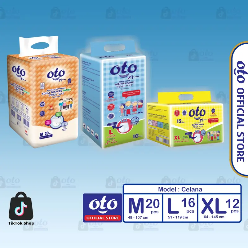 OTO Popok Dewasa model Celana Adult Diapers PANTS uk M 20 / L 16 / XL 12 pcs 0