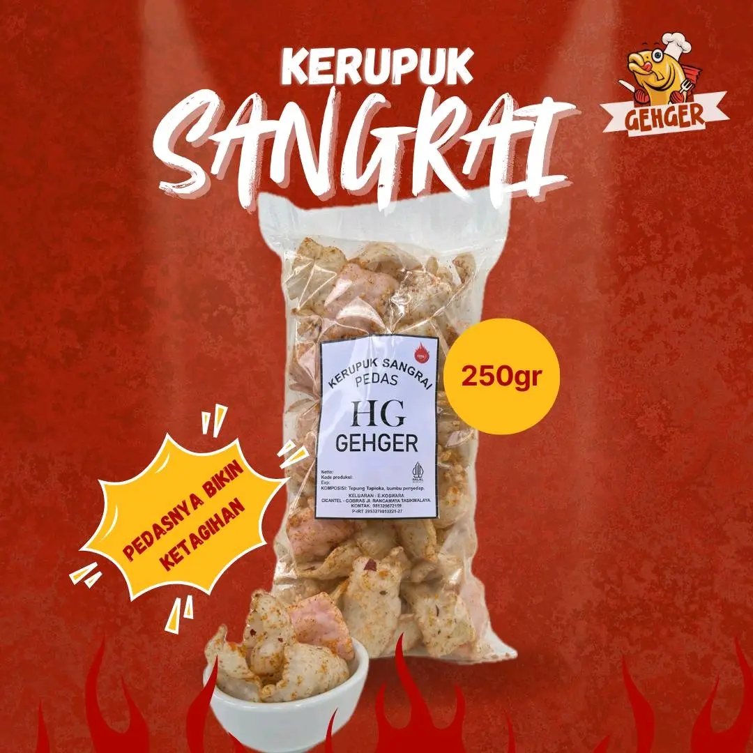 Kerupuk upil pasir Sangrai Pedas HG Gehger 250Grm Camilan Snack Food snackparty Cemilan Putih Makanan Keripik upil pasir Cikur Pink Bawang Krupuk Tapioka