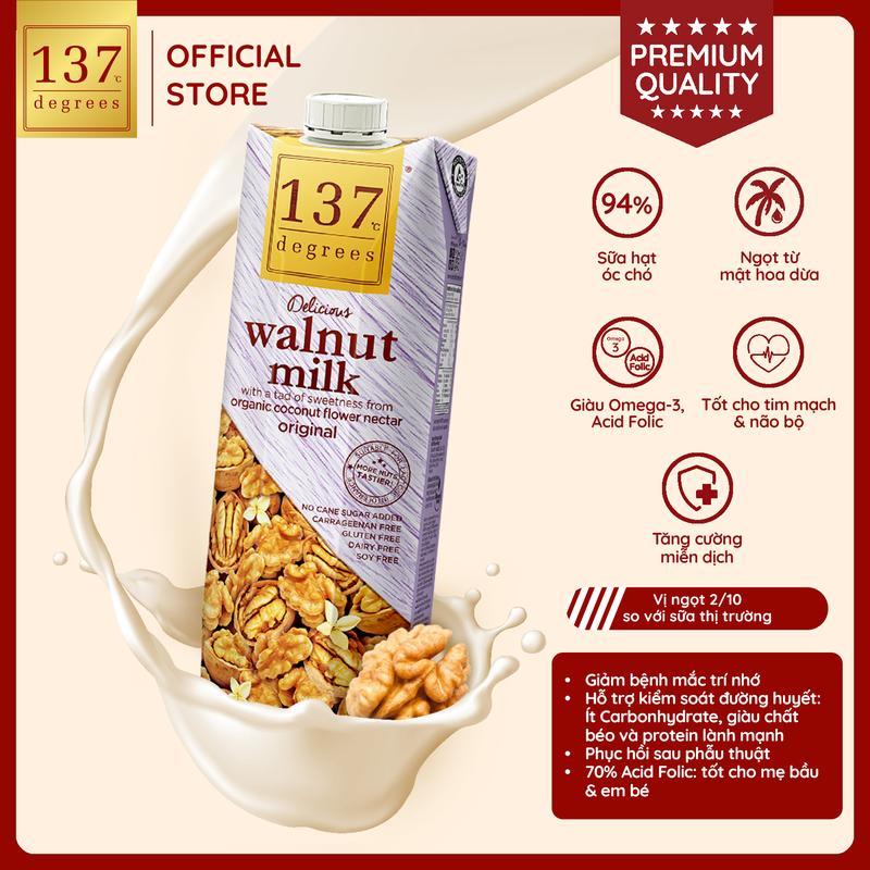 [HỘP 1 LÍT] Sữa Hạt Óc Chó Nguyên Chất 137 Degrees Nhập Khẩu Thái Lan Dinh Dưỡng