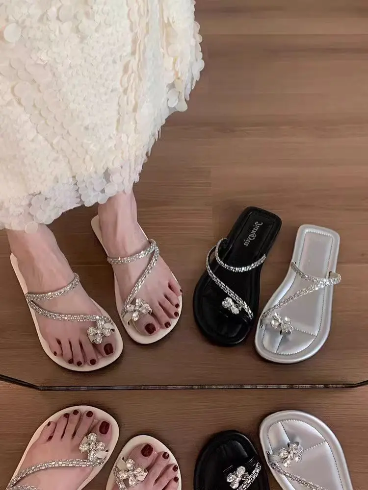 Af Ready To Ship  Slip On Sandals Women's Fashion Strap Strap Small Flower Detel Comfort Foot