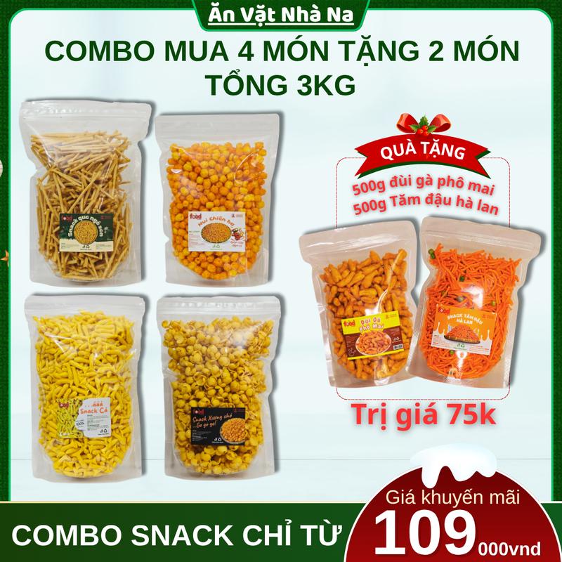 [Mua 4 Tặng 2] Snack Ăn Vặt Tuổi Thơ, Combo 6 Gói Tổng 3kg, 6 Món Snack Ăn Vặt Siêu Ngon, Combo Ăn Vặt Nha Na