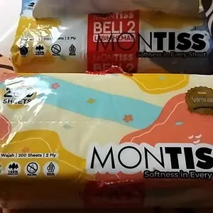 [BELI 1 GRATIS 1] Montiss Tissue 200 Sheets 2 ply Tisu Wajah Serbaguna