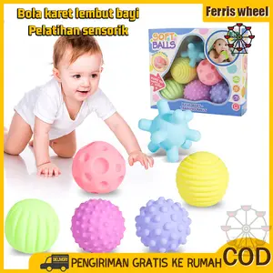 Bayi Pelatihan Sensorik Mainan Pijat Puzzle Bola Mainan 6 Buah Bayi Multifungsi Lembut Bola Set Mainan Mandi 6 Bulan Bayi