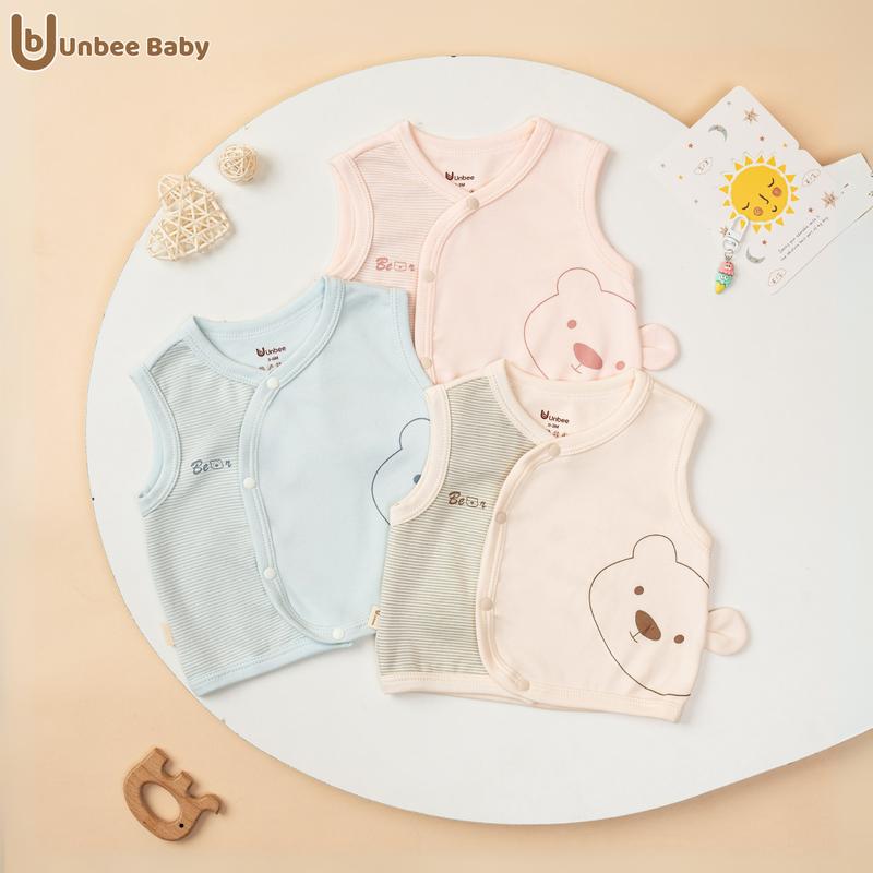 Áo Gile Cài Lệch In Gấu UNBEE Vải Nỉ Cotton Modal Mềm Mại Cho Bé 0-12 Tháng