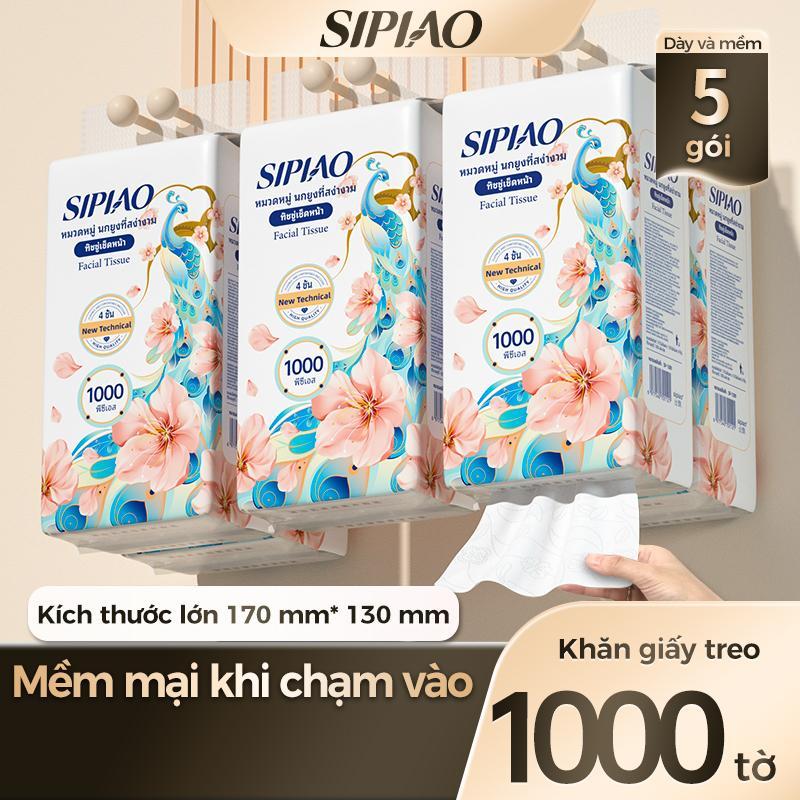 5 Gói Giấy Khăn Giấy Sipiao Chất Lượng Cao 4 Lớp 1389-5 1000 Tờ Mỗi Gói Kích Thước: 170 * 130mm VN-1732141755939980866