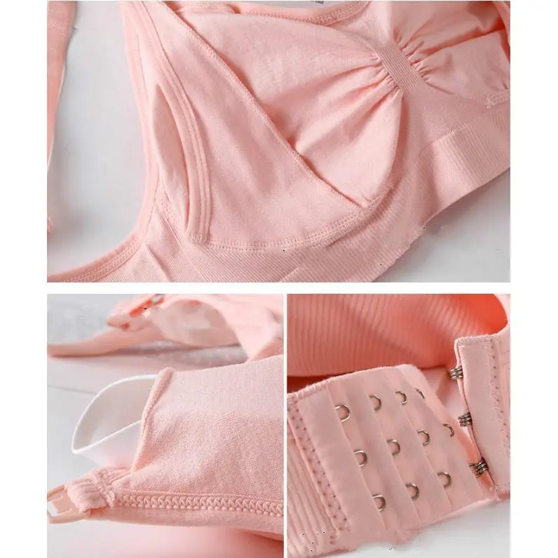 Penawaran produk baru Satu set pakaian dalam bra menyusui bahan katun bersalin yang nyaman tanpa kabel warna solid 937 & 20020 3