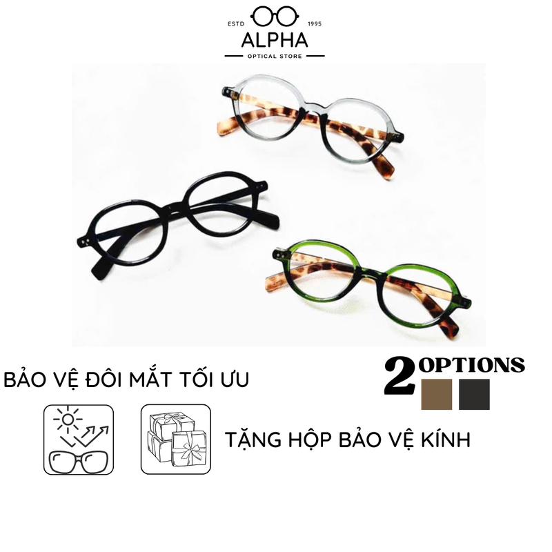 Mã 1126 - [Kính cận đổi màu] giành cho học sinh, sinh viên – Mắt kính đổi màu khi ra nắng ngăn UV hình oval form vừa chất liệu nhựa dẻo