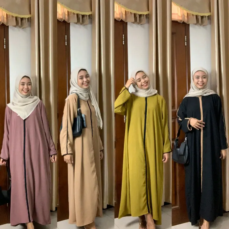 Abaya Aisyah Crinkle airflow premium wanita kekinian formal Muslim Basic Gamis 0