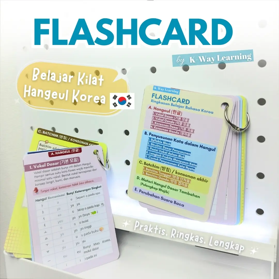 Flashcard Belajar Kilat Hangeul Korea bagi pemula Bahasa Korea