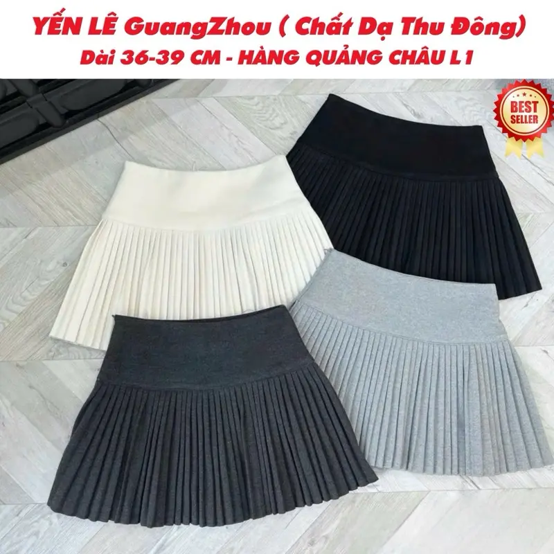 (Hàng QCL1 ) Chân Váy Xếp Ly Dạ YENLE TATTA Cao Cấp Dày Dặn Hàng QCCC đi học đi làm đi chơi đi thể thao #Pickleball #tenis chân váy xếp ly nữ ngắn màu xám ghi kem đen
