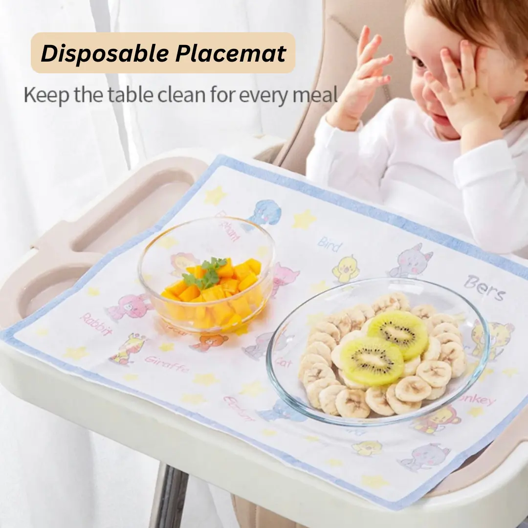 20pcs V-Coool Kids Disposable Placemat Waterproof Baby Paper Table Mat Place Mats Stick on Dining Mealtime Coasters Tableware
