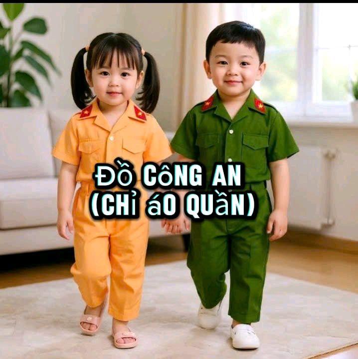 Không Phụ Kiện Bộ Quần Áo Giao Thông Trẻ Em Size 8-32kg Chất Vải Kaki Mềm May Tỉ Mỉ Cho Bé Nhập Vai Biểu Diễn Văn Nghệ Trong Trường Mầm Non Docongan
