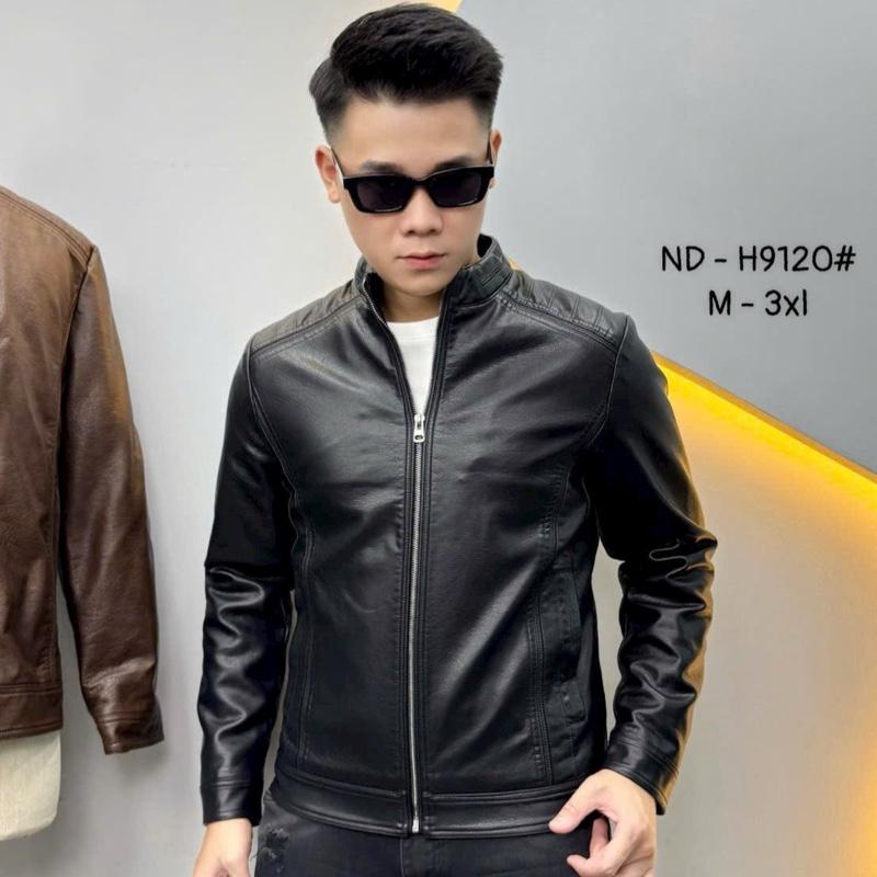  Áo da nam cổ tàu Quảng Châu form ôm body ND-H9120# lót nhung cao cấp size M-3XL phong cách hiện đại 