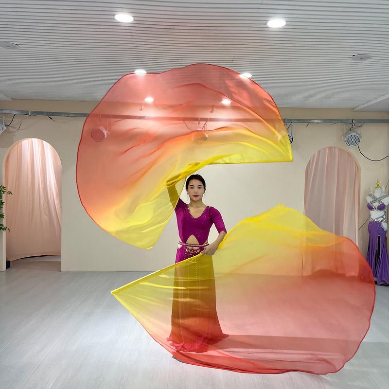 Product Introduction of 1 Pcs Worship Flags Womens Belly Dance Hand Scarf,Gradual Color Praise Flags,Adult Size 190 x 140 CM 17