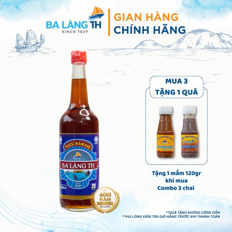 Nước Mắm Nhĩ Cá Cơm Ba Làng TH 400 Năm Truyền Thống Chai Thủy Tinh 650ml