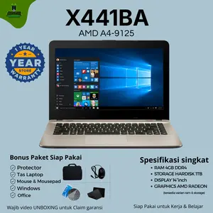 LAPTOP X441BA A4-9125 8GB SSD 512GB Win10+Office 14.0” DVDRW GRADE AAA