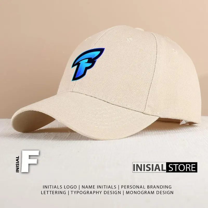 Topi baseball cream inisial sporty nama huruf pria fasion distro 2