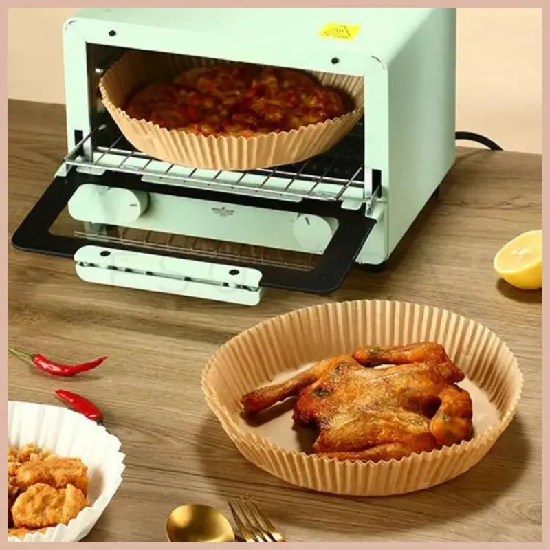 (ESQ) (50 pcs) Kertas Air Fryer Bulat Sekali Pakai Anti Lengket AFP 4