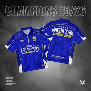 BESTSELLER Jersey Persib HATTRICK CHAMPIONS Spesial Kerah Zipper Jersey Bobotoh Premium Full Printing Sublimasi Pria Olahraga Sport Pakaiann